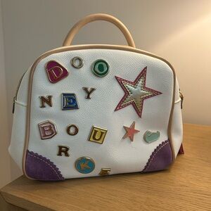 Vintage Dooney & Bourke White and Purple Women's Bag